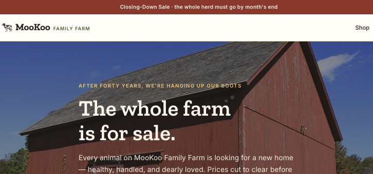 MooKoo Family Farm homepage